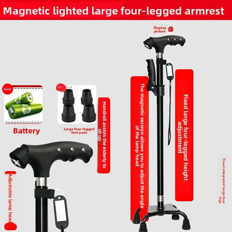 Black four-legged adjustable light stand