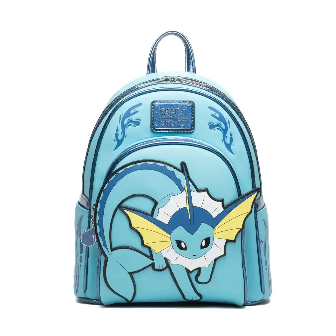 Loungefly Pokemon Vaporeon Splash Print Faux Leather Mini Backpack with Appliqué Details - 707 Street Exclusive, Pu Leather, Splash Theme, Vaporeon Print, Zipper Closure, Casual Wear