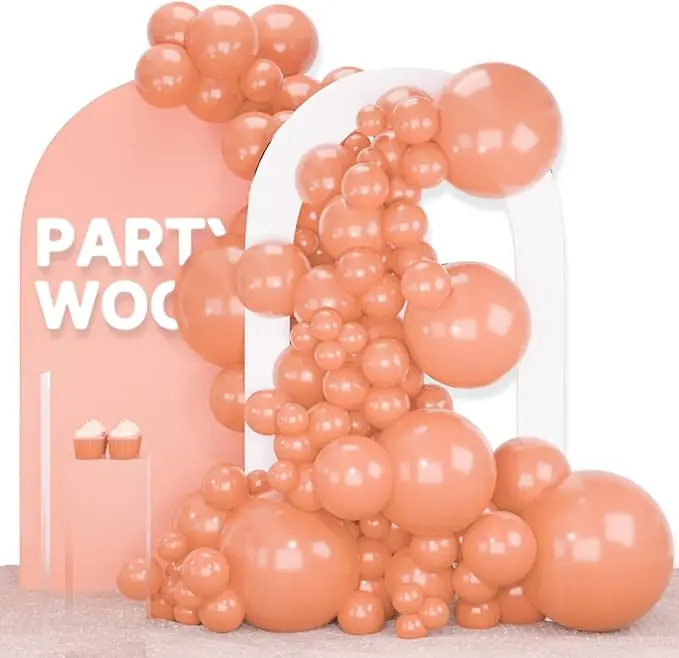 PartyWoo 140pcs Thick Round Rubber Decorative Balloons Kit - 18,12,10,5in Peach,Blush Pink for Wedding,Birthday Theme Festive Decor (Balloon Clusters Compatible) Orange-Y21, Decorative Balloons Balloons