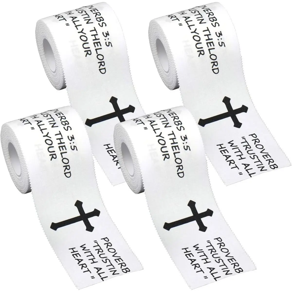 4 Pcs Christian Athletic Tape,2IN X 23FT Cotton Cross Tape for Sports,Jesus Bible Verse Cotton Sport Tape for Baseball,Football,Gymnastics,Tennis, Athlete First Aid Injury Wrap
