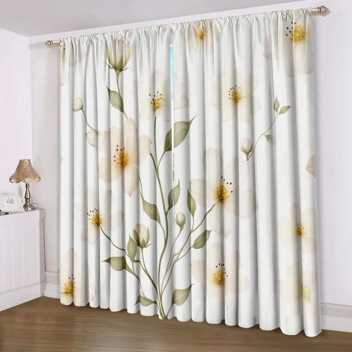 Spring Summer Garden Style Digital Print Curtain, Curtains Floral, Peach Blossom Pattern, Privacy Protection, HD Printing, Home Window Decor, Home Decorative Curtain