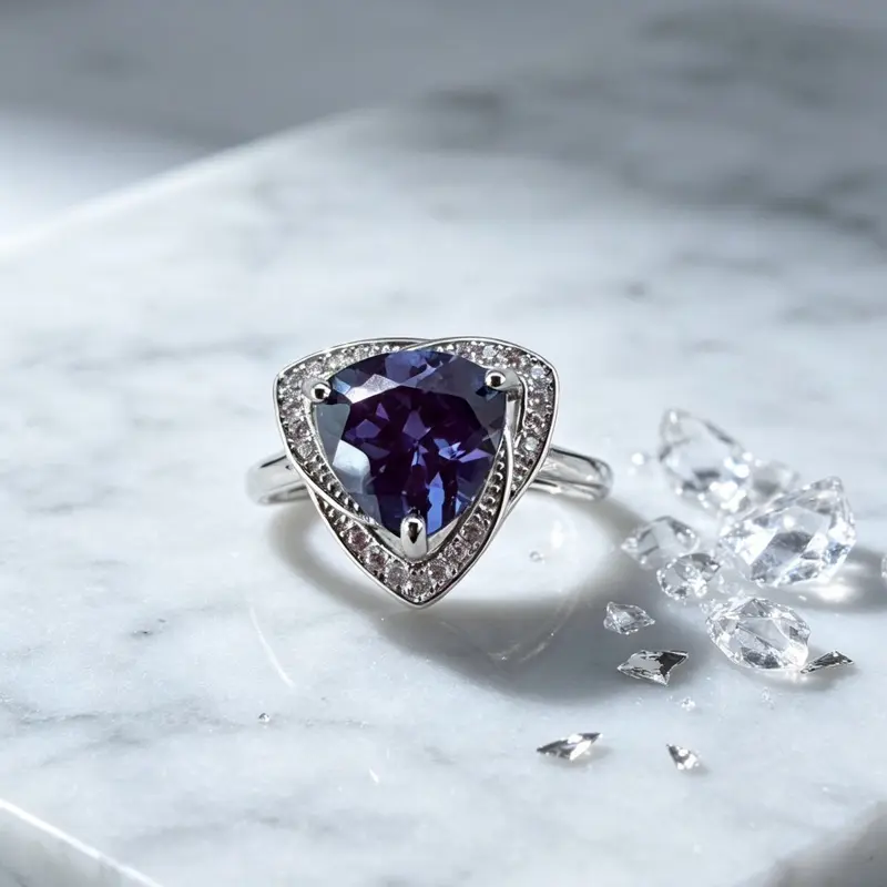 <PingEast Jewelry>3ct Natural Alexandrite Ring | 925 Sterling Silver