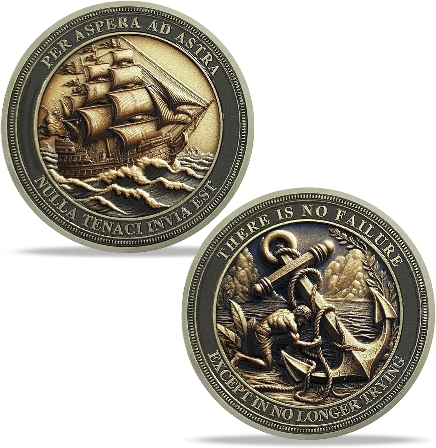 Sailing Anchor Inspirational Challenge Coin, Encouragement Pocket Token for Resilience, and Courage Appreciation Gift for Friends and Family