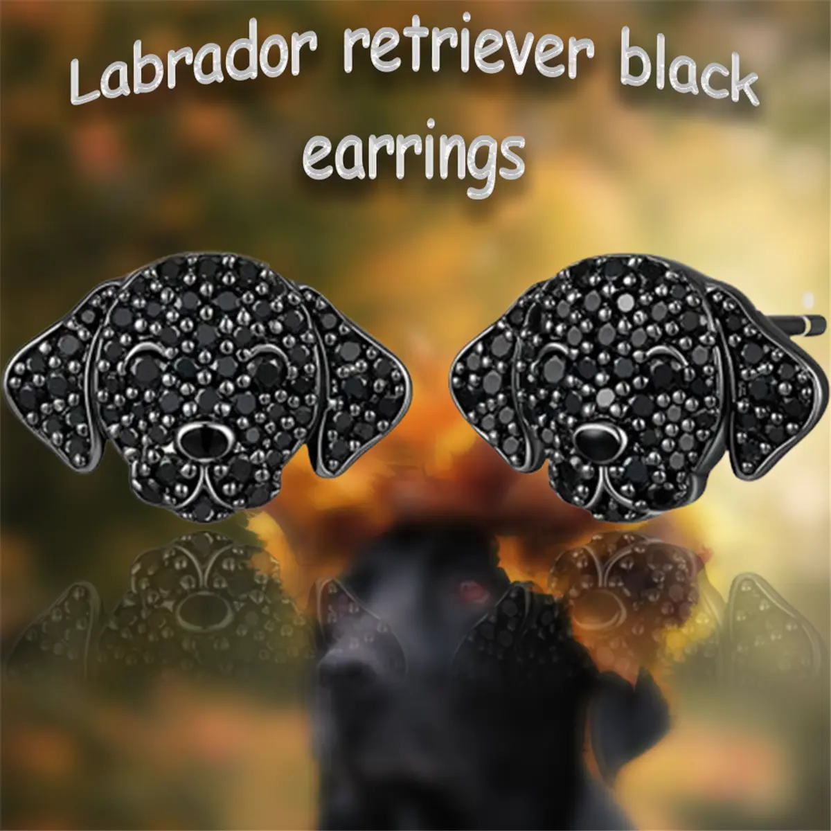 Cute Black Labrador Stud Earrings, Hypoallergenic Alloy Zircon Unisex Dog Jewelry for Women and Pet Lovers, Daily, Animal, Adorable