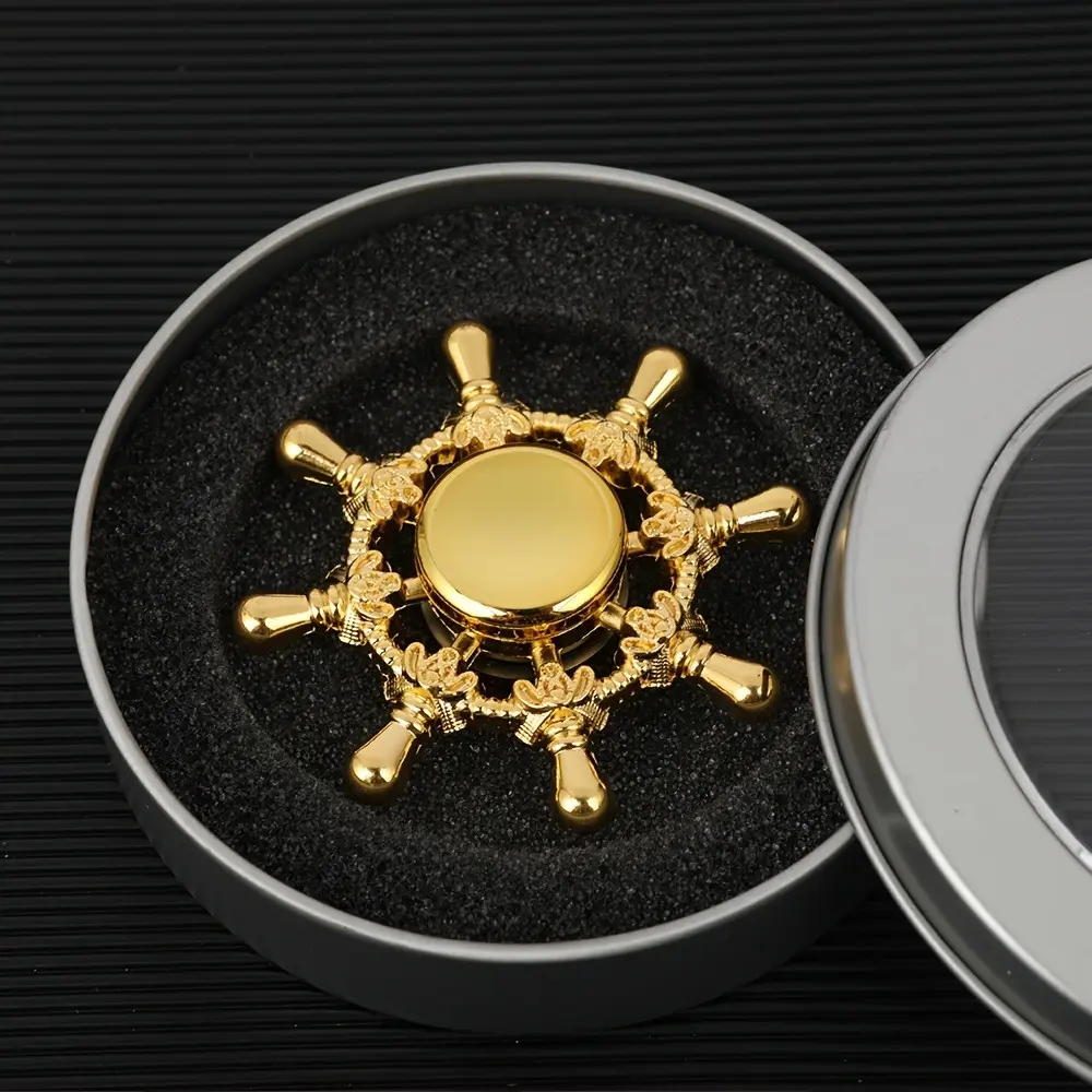 1pc Golden-Tone Zinc Alloy Fidget Spinner with Intricate Design - Durable Smooth Spinner, Portable Hand Gyroscope for Relax & Focus, Stress Relief Fidgets, Stress Relief Tool, Fidget for Anxiety - Ideal Gift for Birthdays, Christmas