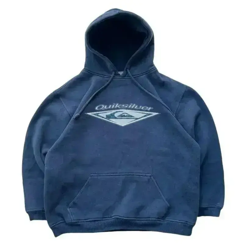 Rare Vintage 90's QUIKSILVER Logo Faded Surf Tee Hoodie, Billabong Navy Surf, Casual Outfit Ideas, Best Sellers, USA-Made & Printed Apparel for UK Men and Women	