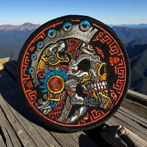 Aztec-Skull Embroidery Patch 4.07" X 4.07" Ideal for Clothing Bags or Accessories Unique Design