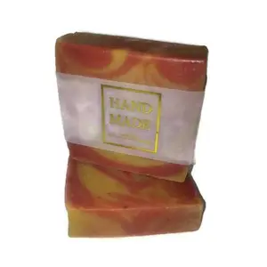 Bear Natural Organics Handmade Plant Based Organic Olive Oil Raw Clay Yellow & Red 4oz Soap Bar for Daily Body Care & Skin Cleansing