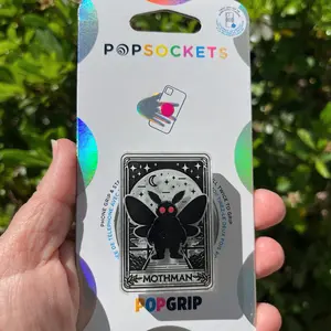 Mothman Tarot Card PopSocket™, Mothman Tarot Card PopGrip™, Tarot Card Phone Holder, Witchy Phone Stand, eReader Accessory, Glow In The Dark