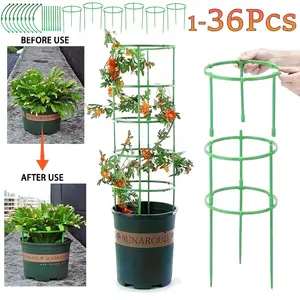 Adjustable Semicircle Trellis Plant Support Stakes Climbing Plant Stand for Potted Plants Bonsai Vine Flowers Fixed Rod Clips 6/12/18/24/36Pcs Gardening Tools