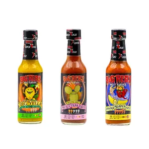 Big Red's Sweet Heat Pack - Big Yella Tropical Mango Mustard, Sweet & Spicy Prickly Pear, Banana Reaper Split - Flavorful Variety Hot Sauce 3 Pack