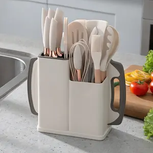 【Spring Promo】2026 Limited Edition White & Pink 19-Piece Kitchenware Set | Heat-Resistant Silicone Utensils (6-Piece) + Sharp Knife Set | Includes Cutting Board, Knives, & Cooking Tools