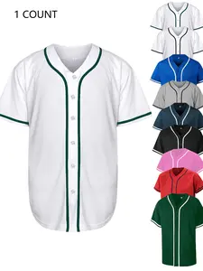 Unisex Blank Baseball Sporty Jersey Casual Short Sleeve Button Down Sport T-Shirt Hip Hop Streetwear Tops