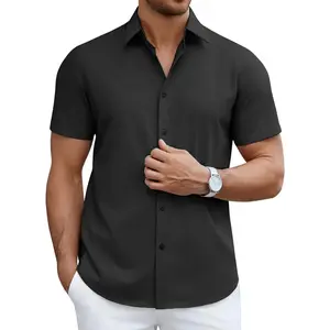 Men's Short Sleeve Dress Shirts Casual Button Down Wrinkle Free Regular Fit Business Untucked Shirts