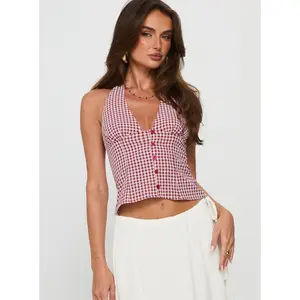 Isolda Halter Top Red Check