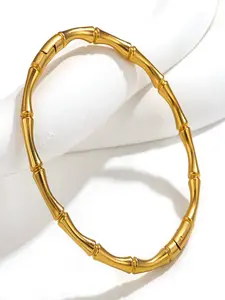 Stylish Bamboo Texture Bracelet Made of Stainless Steel, Perfect Gift for Couples, Daily Wear Accessory for Boyfriend & Wife, Elegant Minimalist Bangle