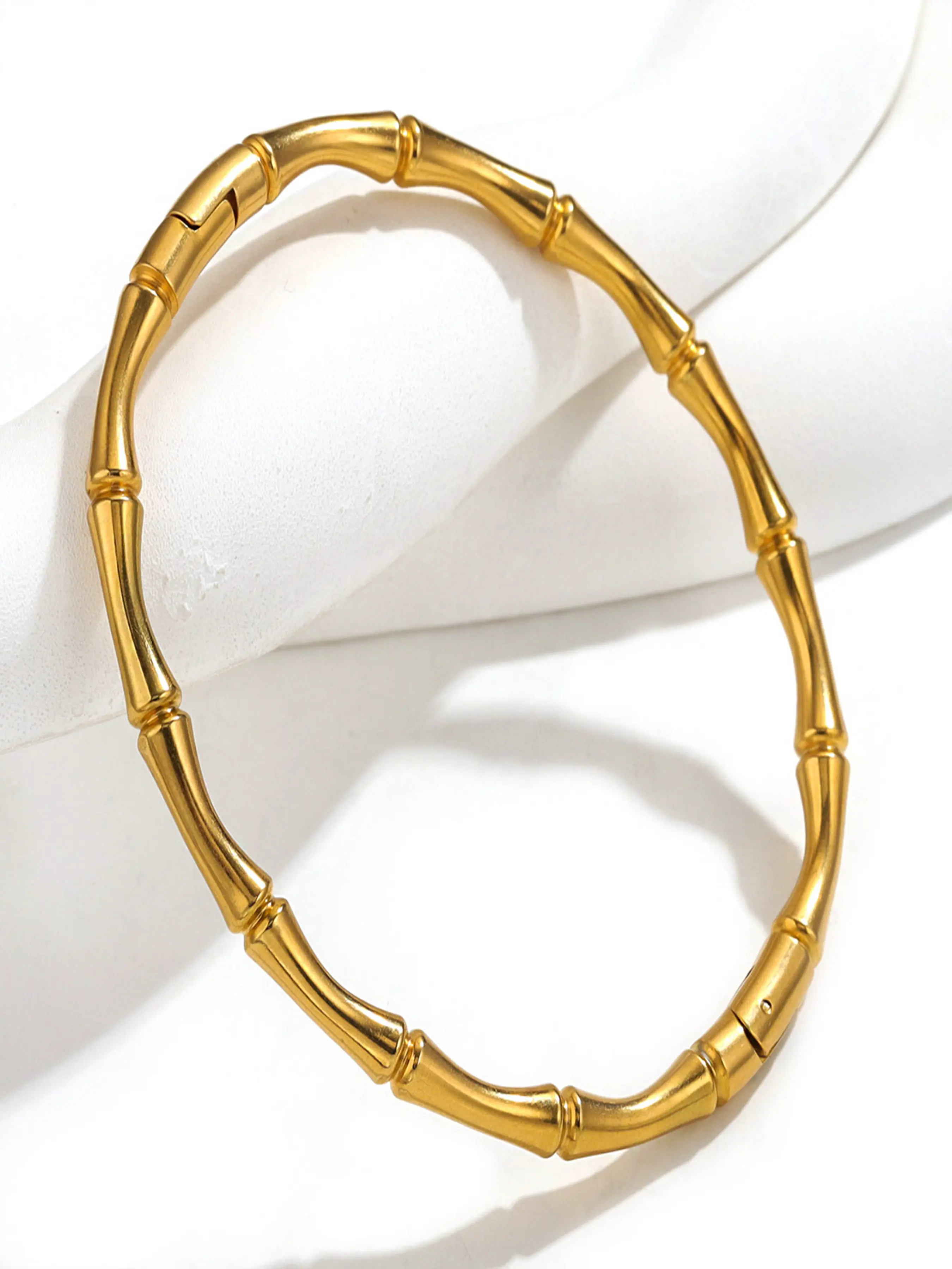 Stylish Bamboo Texture Bracelet Made of Stainless Steel, Perfect Gift for Couples, Daily Wear Accessory for Boyfriend & Wife, Elegant Minimalist Bangle