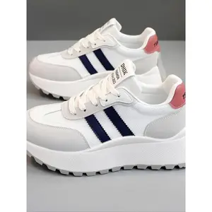 Women’s Striped Lace-Up Platform Breathable Flats