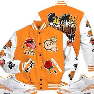3 White Orange Peel Varsity Jacket, Orange Citrus 3s Outfit Around Find Out Shirt Shirts To Match Sneaker Streetwear