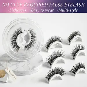 babygurl lash 3/6 Pairs Self-Adhesive False Eyelash Set, No Glue Required Naturally Thick Curled Reusable 3D Mink-Like Lashes, Compact Lightweight Cosmetic for Daily Wear & Parties Makeup