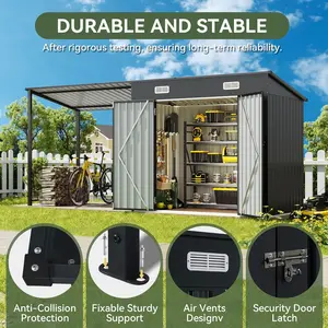 【2 Boxes Shipped At Different Times】Aoxun 2-in-1 Metal Outdoor Storage Shed & Hardtop Gazebo Combo – 6x4ft Lockable Garden Tool Shed with 12x4ft Open-Sided Pergola, Durable Patio Shelter for Backyard, Deck & Generator