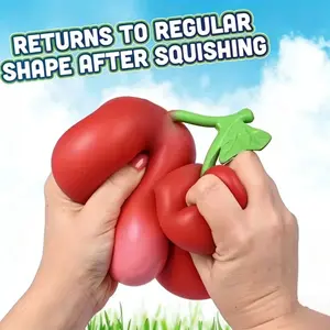 Cherry Squishy Stress Ball, Calming Sensory Toy for Kids Adults, Cute Cherry Decompression Toy, Office & Classroom Anxiety Relief, Ideal Children’s Day