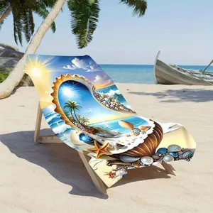 1pc Pack, Microfiber, Shell Wonderland Beach Towel: Ocean Treasures and Sunny Scenery, Quick-Dry Microfiber, Strong Wrapping Design, Suitable for Beach and Pool Use, Beach