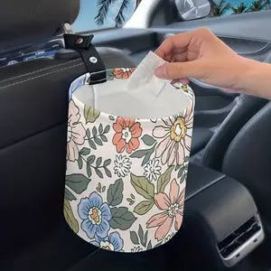 A beautiful flower car trash can, kitchen camping trash can, in car supplies car garbage sorting bin