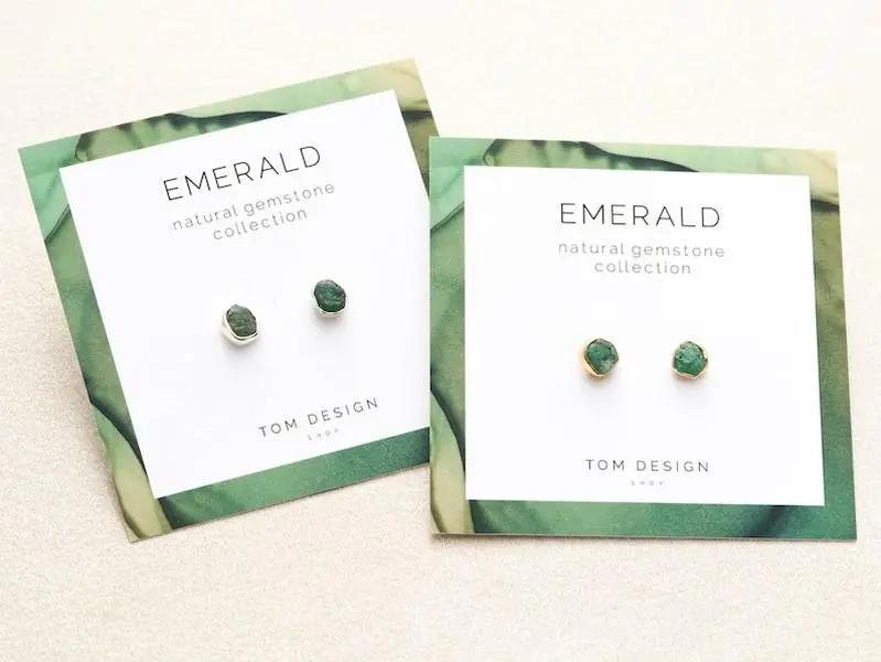 Emerald Stud Earrings • Emerald Post Earrings • Emerald Gemstone • May Birthday • Gemstone Earrings • Bridesmaid Gift • May Birthstone GSP