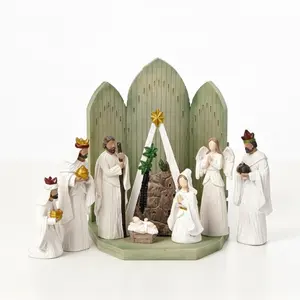 The Nativity Scene Figurative Set – A Timeless Festival Celebration! Featuring angels and wise men carrying gifts, meticulously crafted from high-quality resin, this set exudes a festive atmosphere and makes an excellent gift!