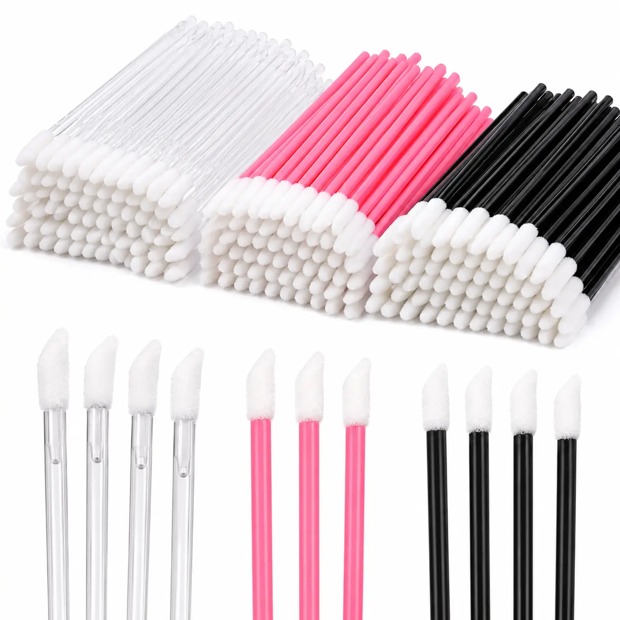 Disposable Lip Brushes 50 Pcs, Flocked Tip Single-Use Applicator Wands for Lipstick and Concealer, Hygienic Makeup Tool for Home & Travel Use, Convenient, Natural, Travel Size, Lightweight, Compact, Lip/Conceal, For Makeup, Home Use, Naturally Derived
