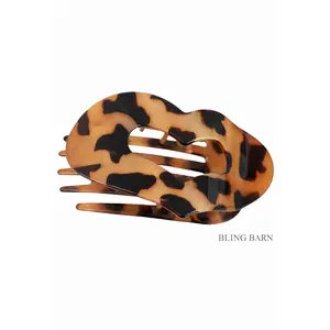 Women's Medium-Size Heart Shape Tortoiseshell Acetate Hair Claw - Secure, Lightweight Accessory for Half-Up Styles, Featuring Acetate, Claw-Shaped, Clip Designs, Acetate Hair Claws, Claw-Shaped Hair Claws