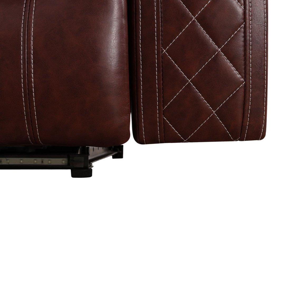 Red Breathing Leather Living Room Sectional Recliner Chair