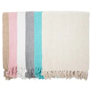 Common Ground Cotton Throw Blankets (Case of 12), Herringbone Pattern, 50 x 70 Inch, Color Options