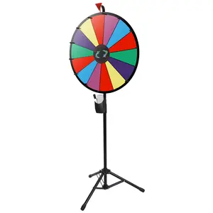 SuperDeal 24" Heavy Duty Carnival Spinner Wheel - 14 Dry Erase Slots with Markers & Eraser for Prizes and Games