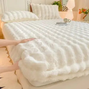 Bubble Velvet Printed Bed Skirt with Deep Pocket Design, Suitable for Bedroom and Hotel, All-Season Use, Comfortable and Stylish Bedding Accessories