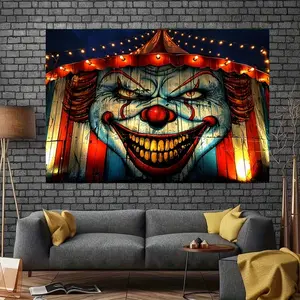 Vibrant Clown Collage Backdrop - No Power Needed Polyester Scene for Halloween Live Streams, Photo Studio & Outdoor Decor, Reusable Party Background