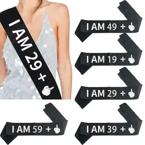 20 30 40 50 60 70 Birthday Party black Sash Ribbon Sash Women 20th 30th 40th 50th 60th Birthday Party Decoration supplies favors