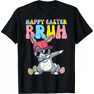 Happy Easter Boys Kids Toddler TShirt Bunny Rabbit Dab Dance Celebration