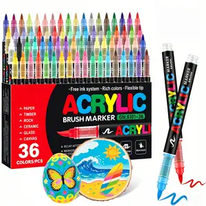 Acrylic Paint Markers,36 Colors with Direct-Liquid Ink Control System, Professional-Grade Paint Pen for Rock Painting, Canvas, Glass, Plastic, Fabric & Creative Crafts