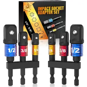 Impact Socket Adapter Set for Drill - Tools for Men Gadgets 1/4" 3/8" 1/2" Impact Grade Driver Bit Set Extension Bit with Holder Ratchet Wrench Nut Hex Drive Adapter Hand Power Accessories Cool Stuff