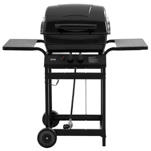 Feasto 2 Burner Propane Gas Grill with 26,500 BTUs Output, Porcelain-Enamel Main Body and Lid, Propane BBQ Grill with Warming Rack & Side Tables for Patio, Backyard, Poolside Gatherings