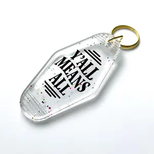 Yall Means All Keychain, Cute Keychain, Pride Keychain, Humor Keychain, Motel Keychain, Glitter, LGBT, Plastic, Cute Car Accessories