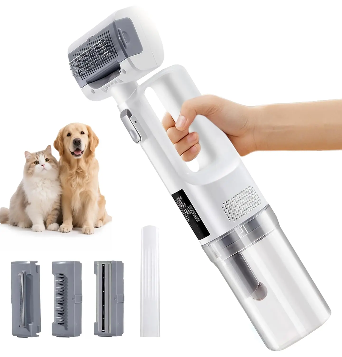 Cordless Pet Grooming Vacuum Set, 60dB quiet hair removal,with 5 pet grooming and cleaning tools one-touch pet hairremoval vacuum brush, zero airborne hair technology, verysuitable for anxious and sensitive pets.