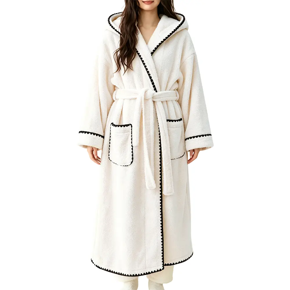 Arssm Womens Fluffy Robe Hooded Plush Long Bathrobes Fuzzy Thick Warm Housecoat Soft Loungewear