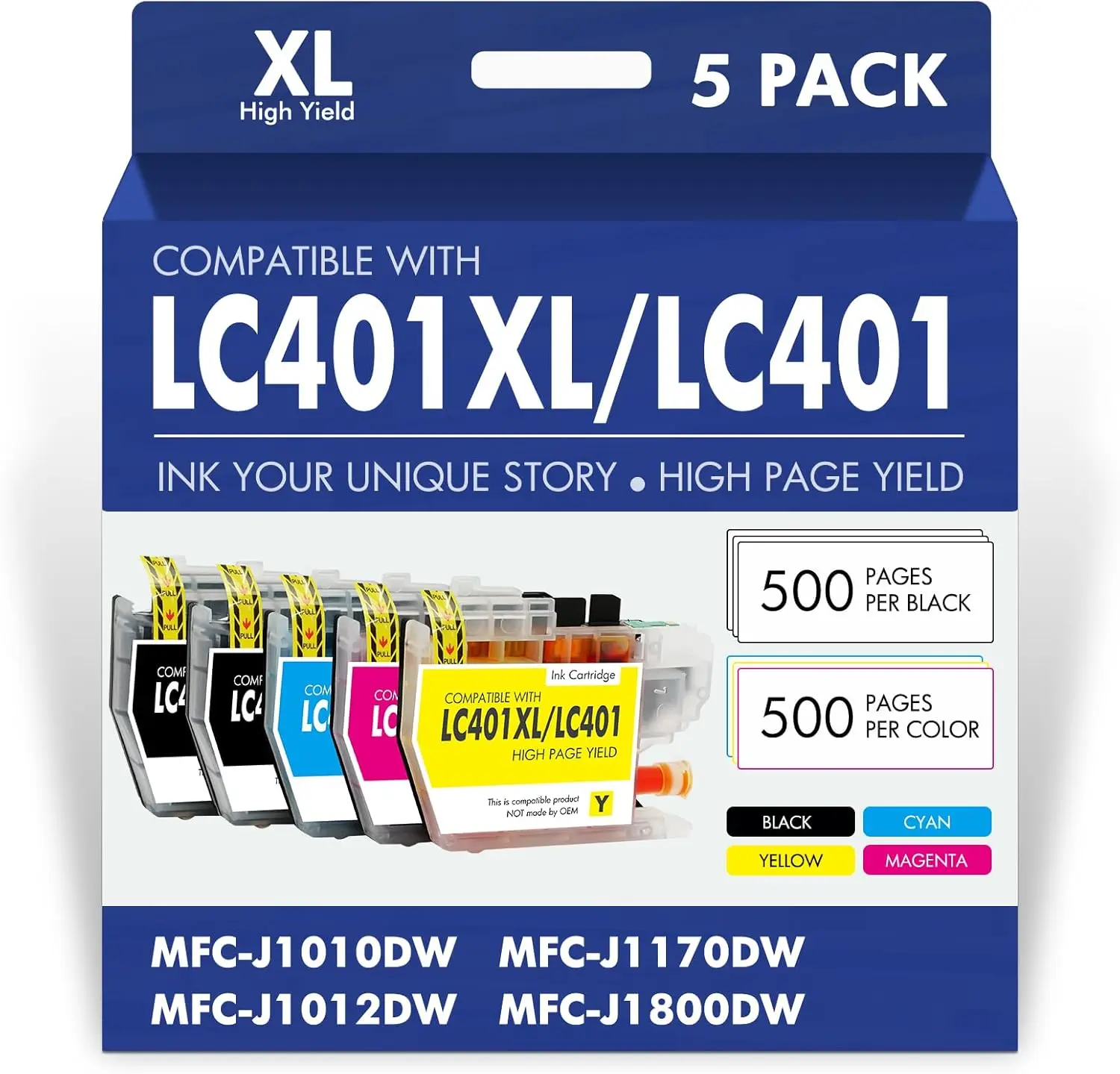 LC401XL LC401 MFC-J1010DW Ink Cartridges for Brother Printer LC 401 ...