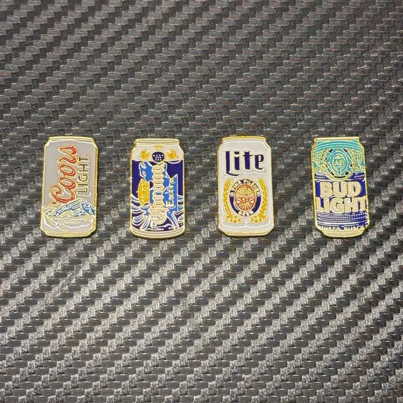 Beer Can Golf Ball Marker Set 4 Pack Metal Coors Corona Lite Bud Light Design