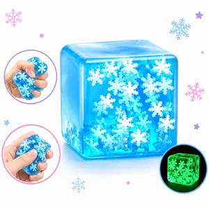 Squishy Fidget Toys Adults Stress Cube - Glow in The Dark Snowflakes Sensory Toys for Teens with Autism Stress Balls for Teens Squeeze Squishy Toys Easter Basket Stuffers