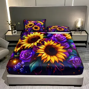 Glowing Sunflower & Rose Bedding Set Ultra Soft Vibrant Floral Design for Cozy Dream HUB Eye-Catching Style No More Bland Sheets