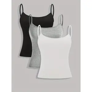 3pcs Solid Color Women's Sexy Camisole Tank Top - Soft, Comfortable for Daily Wear
